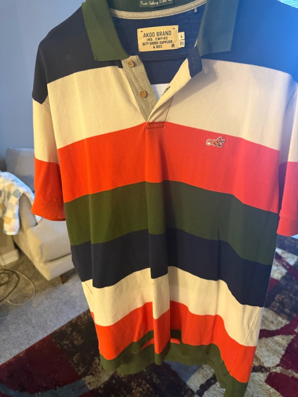 AKOO Multi-Stripe Polo in Green, Red, Navy, White